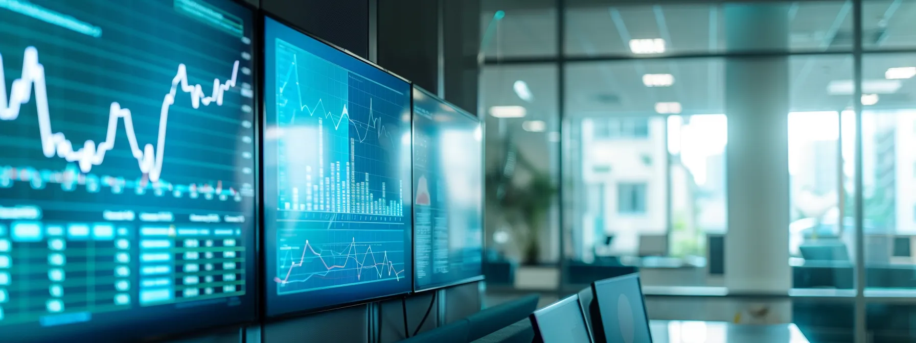 a sleek, modern office workspace showcases a large digital display featuring an upward-trending graph and bold analytics, emphasizing innovative investment strategies for enhancing website search rankings.
