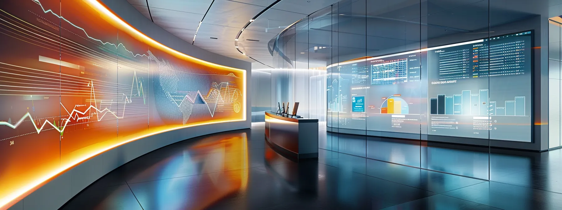 a dynamic office environment featuring a sleek digital dashboard display, showcasing vibrant graphs and analytics metrics, illustrating the precision of ai-driven keyword analysis for seo optimization.